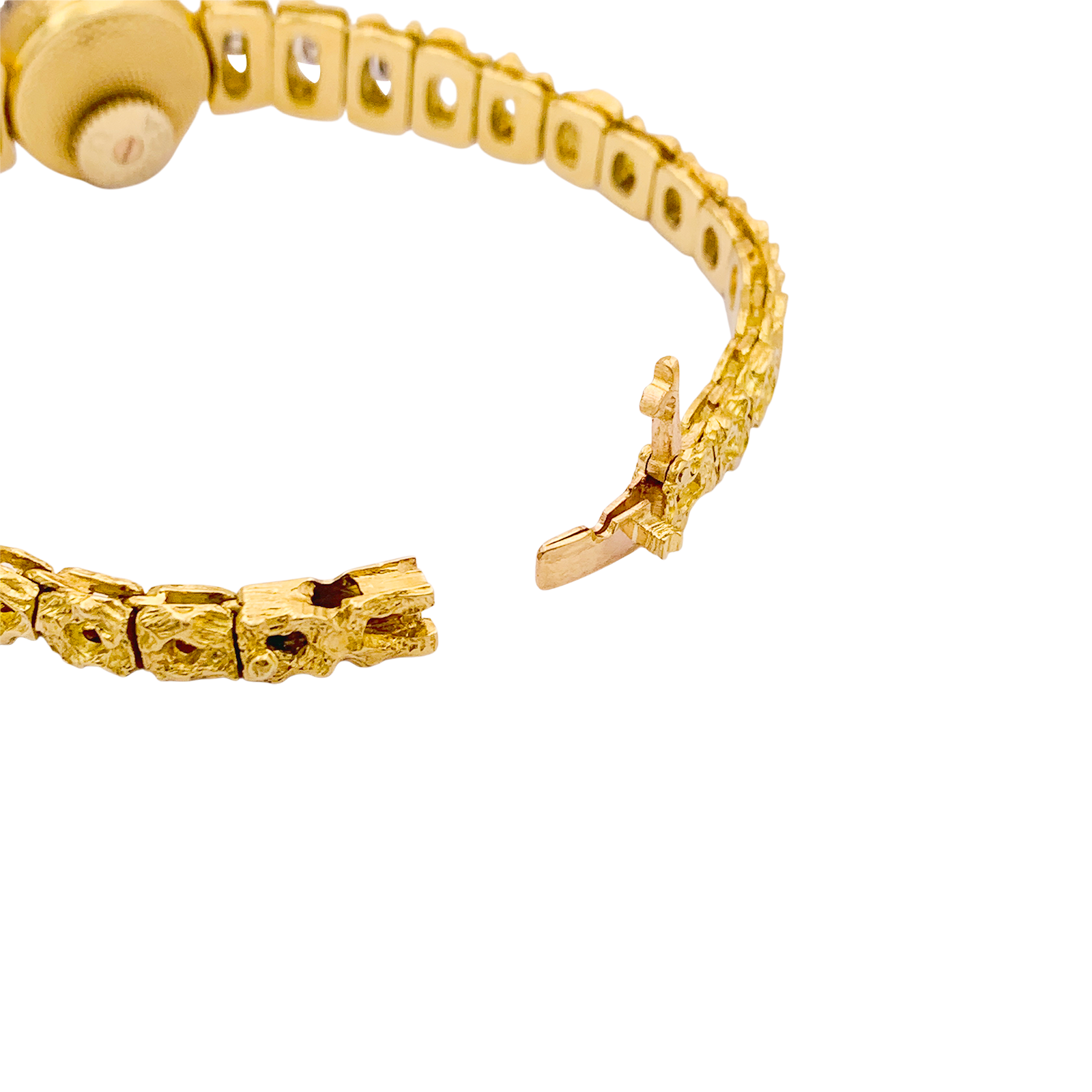 Montre de dame Omega vintage, deux ors, diamants.