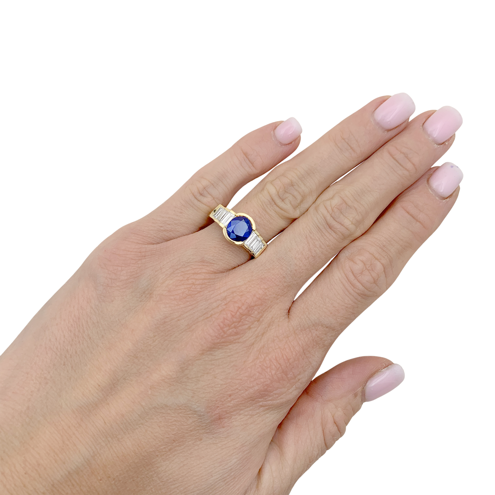 Bague Mellerio en or jaune saphir et diamants.