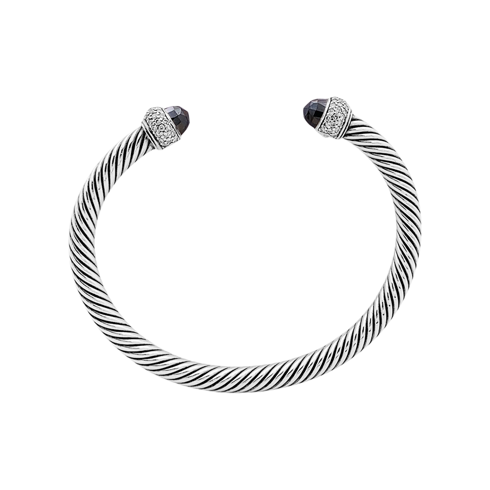 Bracelet David Yurman, "Cable Classic", argent, diamants, hématites.