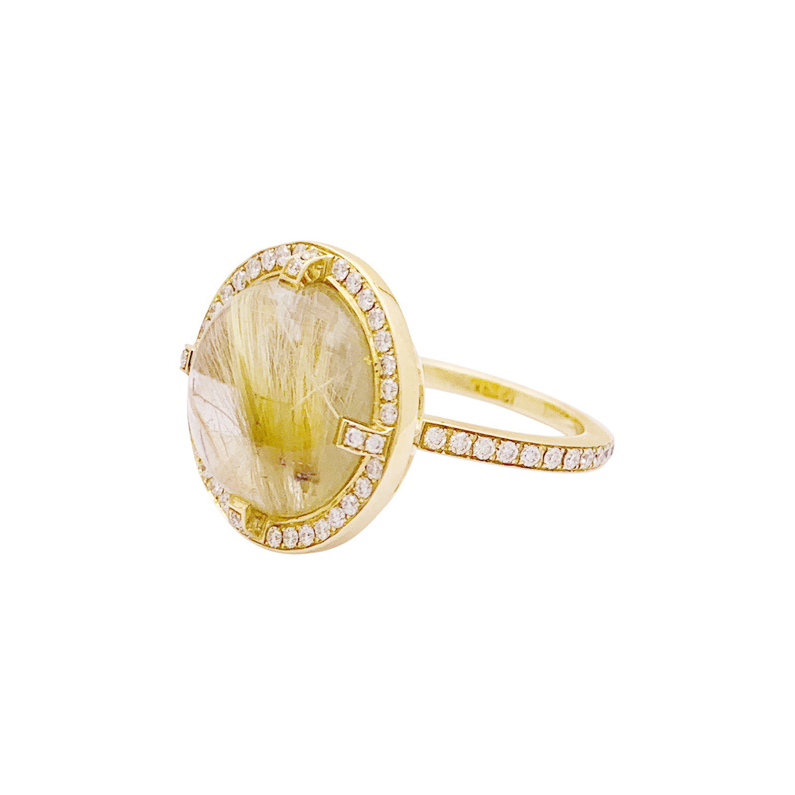 Bague CHAUMET, "Attrape Moi Si Tu M’aimes", "Galet", or jaune, diamants, quartz rutile.