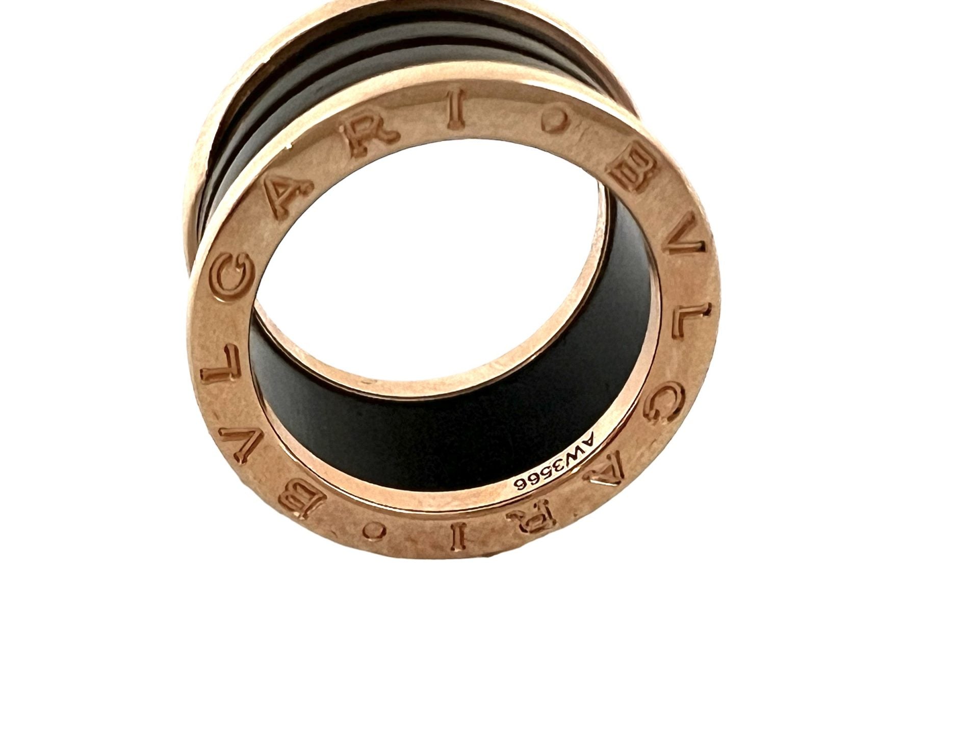 Bague Bulgari, B ZERO 1 , édition spéciale, or rose et marbre tabac.