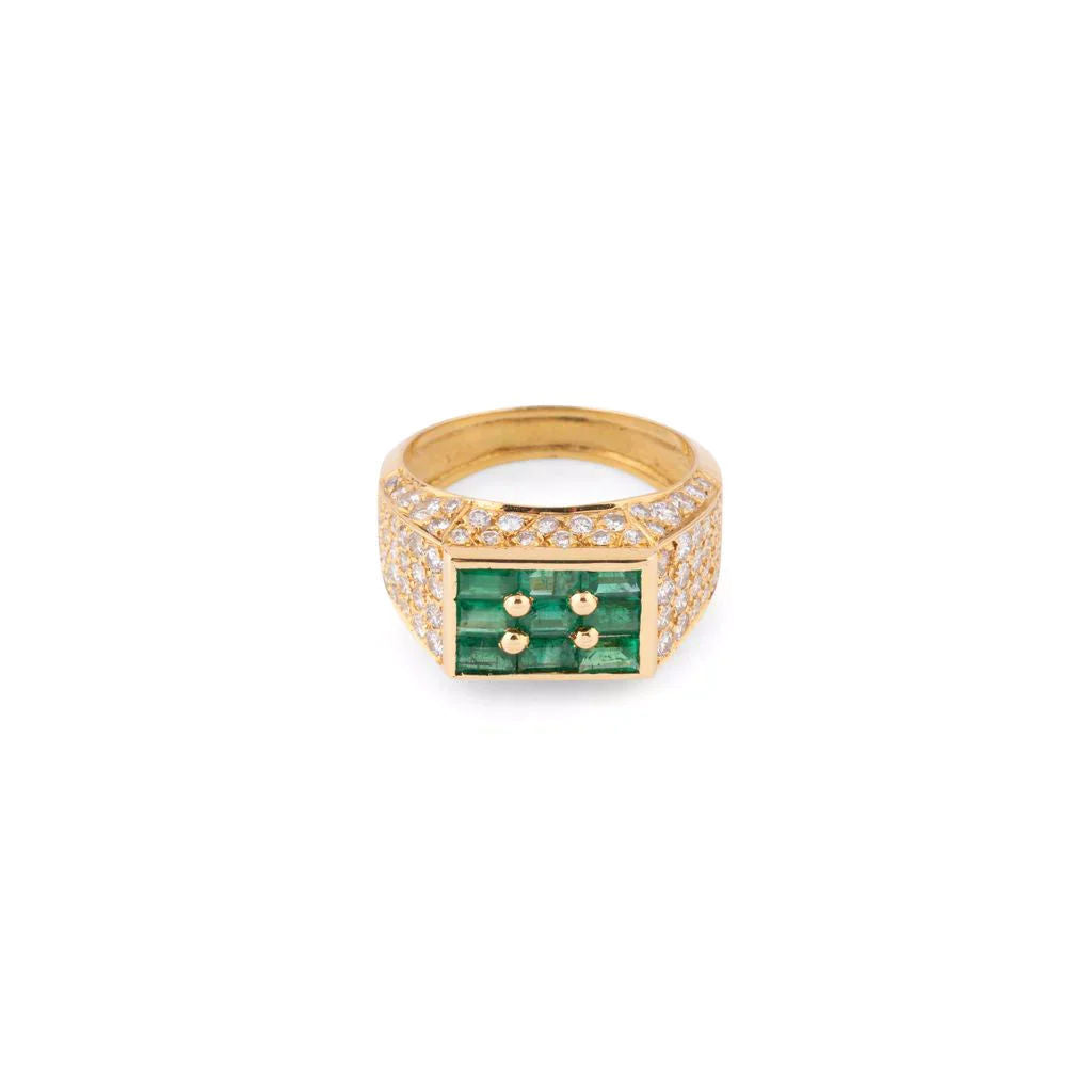 Fred Vintage Emerald and Diamond Ring