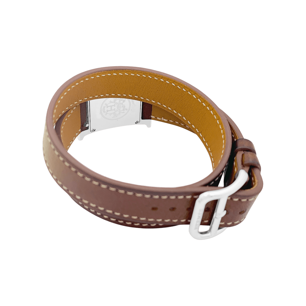 Montre Hermès, "Heure H", acier sur cuir.