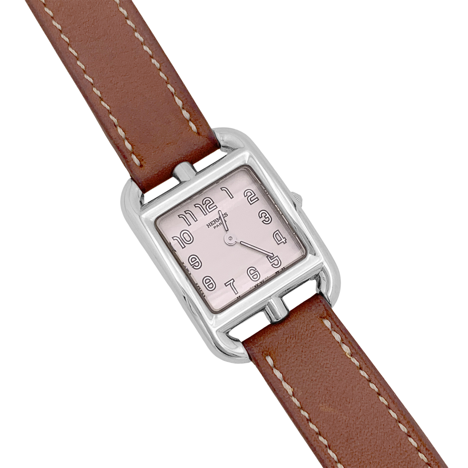 Montre Hermès, "Cape Cod", acier, cuir.