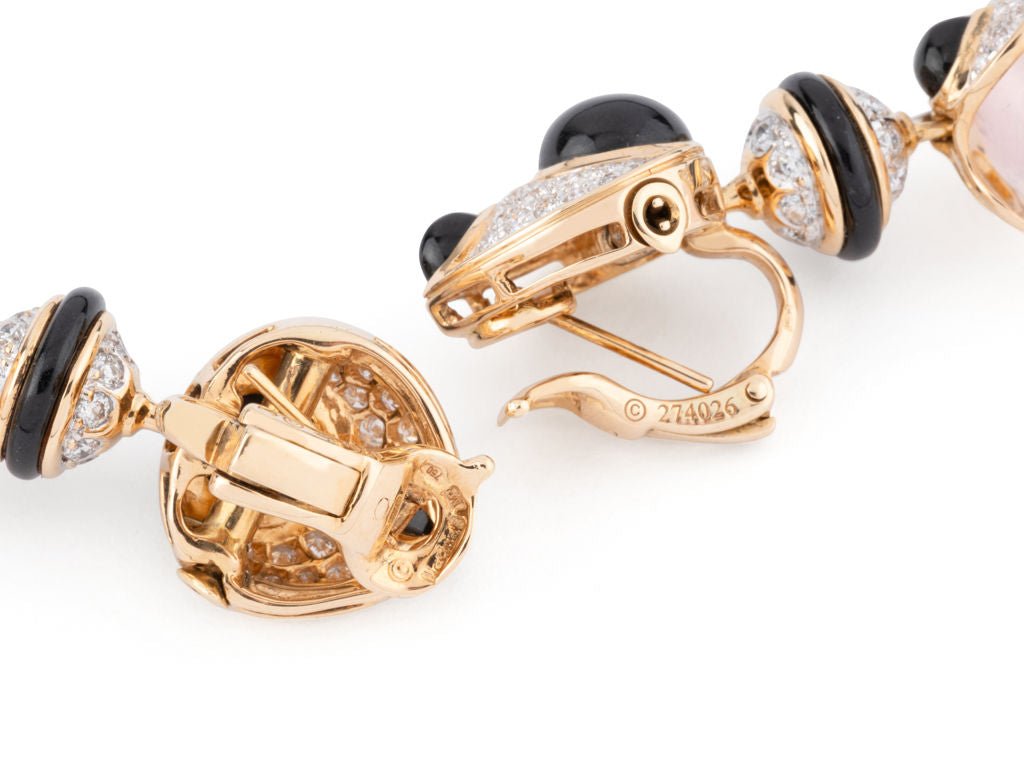 Boucles d’oreilles MARINA B Or jaune, Diamants, Quartz,Onyx - Maison Eloe