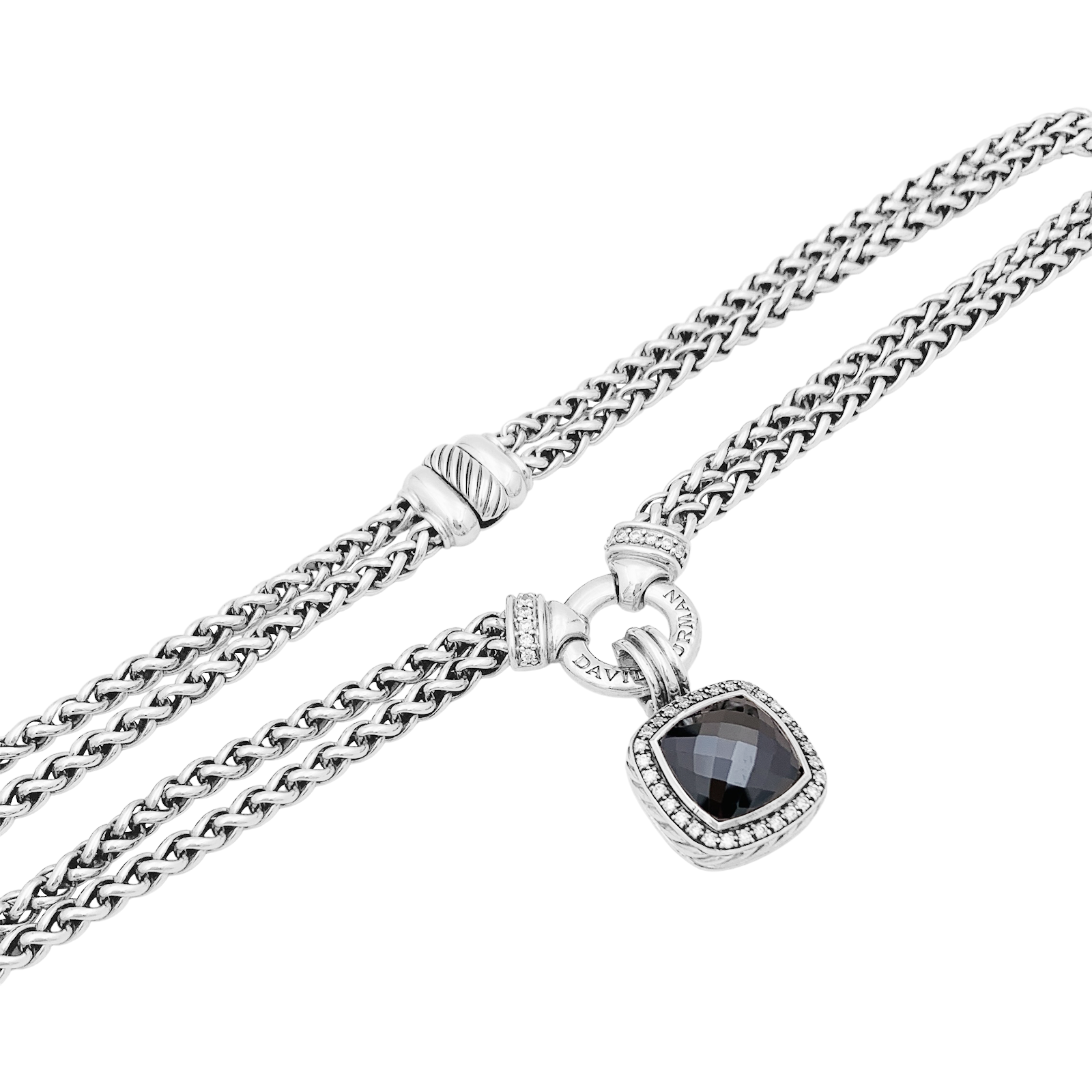 Collier David Yurman, "Grand Albion", argent, hématite, diamants.