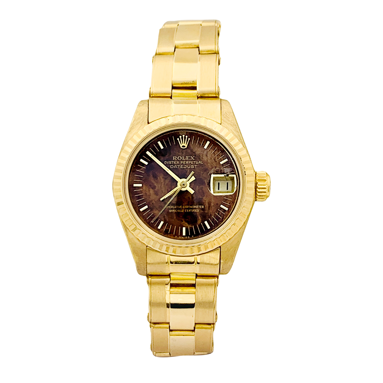 Montre Femme Rolex, "Oyster Perpetual Datejust", or jaune.