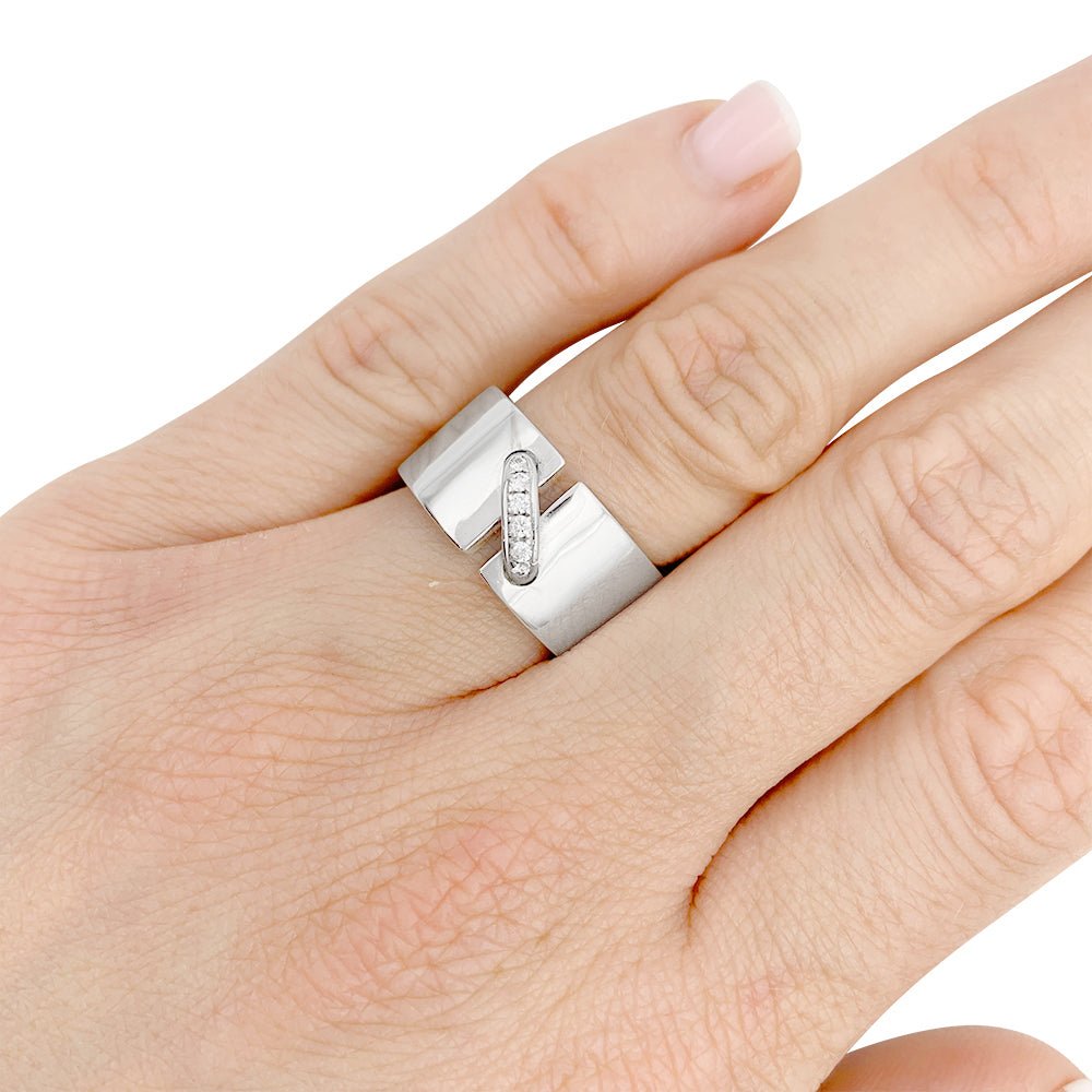 Bague Chaumet,"Liens", or blanc et diamants, lien unique. - Maison Eloe