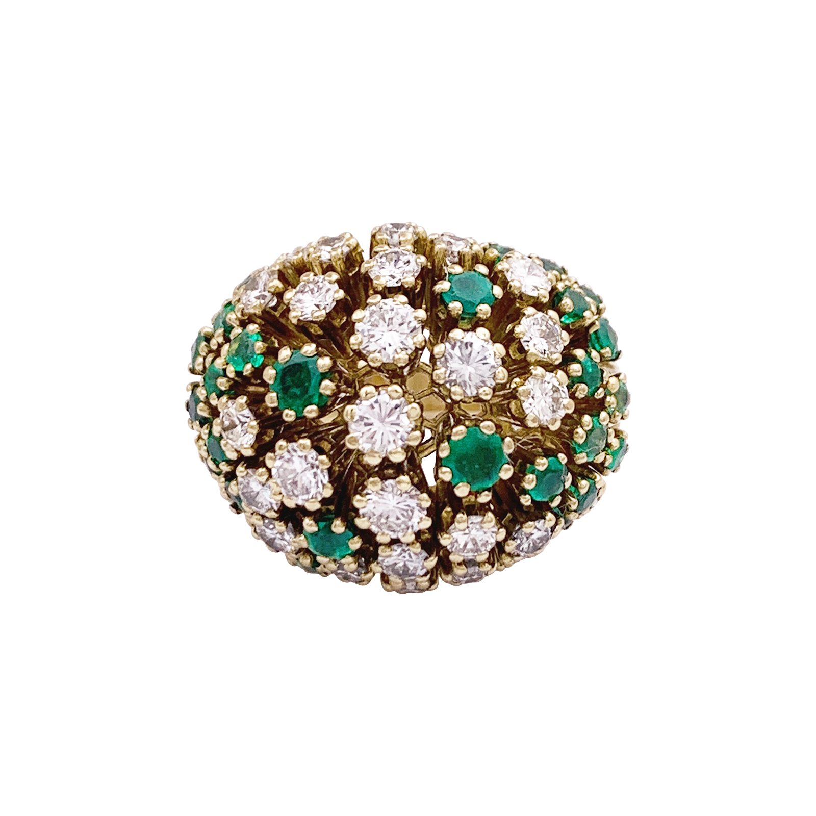 Bague Patek Philippe or jaune, diamants, émeraudes.