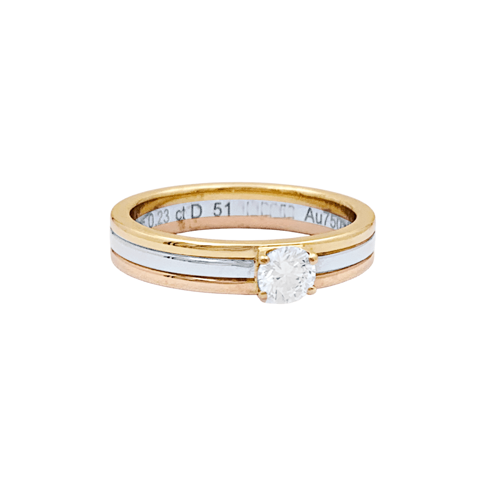 Bague Cartier, "Vendôme Louis Cartier", trois ors, diamant.
