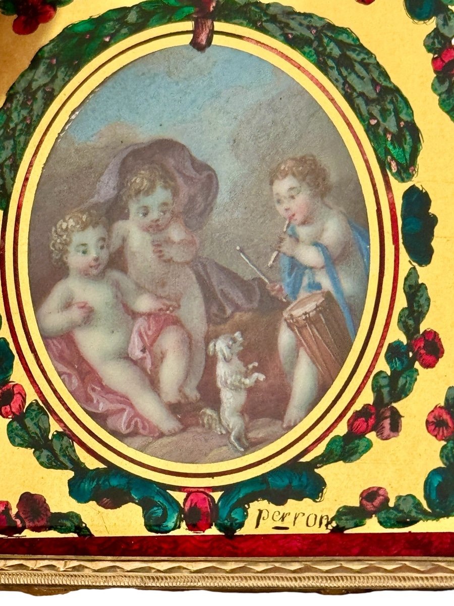 Louis XV Period Gold and Painted Dance Card