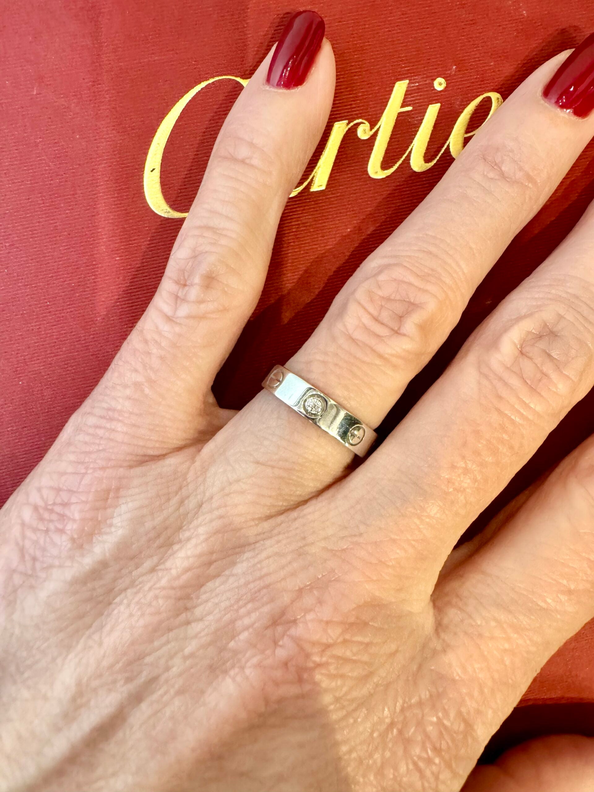 Cartier, Love Ring, White Gold with a Diamond