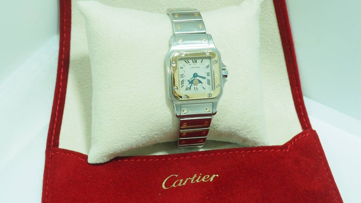 Cartier, Montre Santos Galbée Moonphase 119902 Vintage Or Acier - Maison Eloe