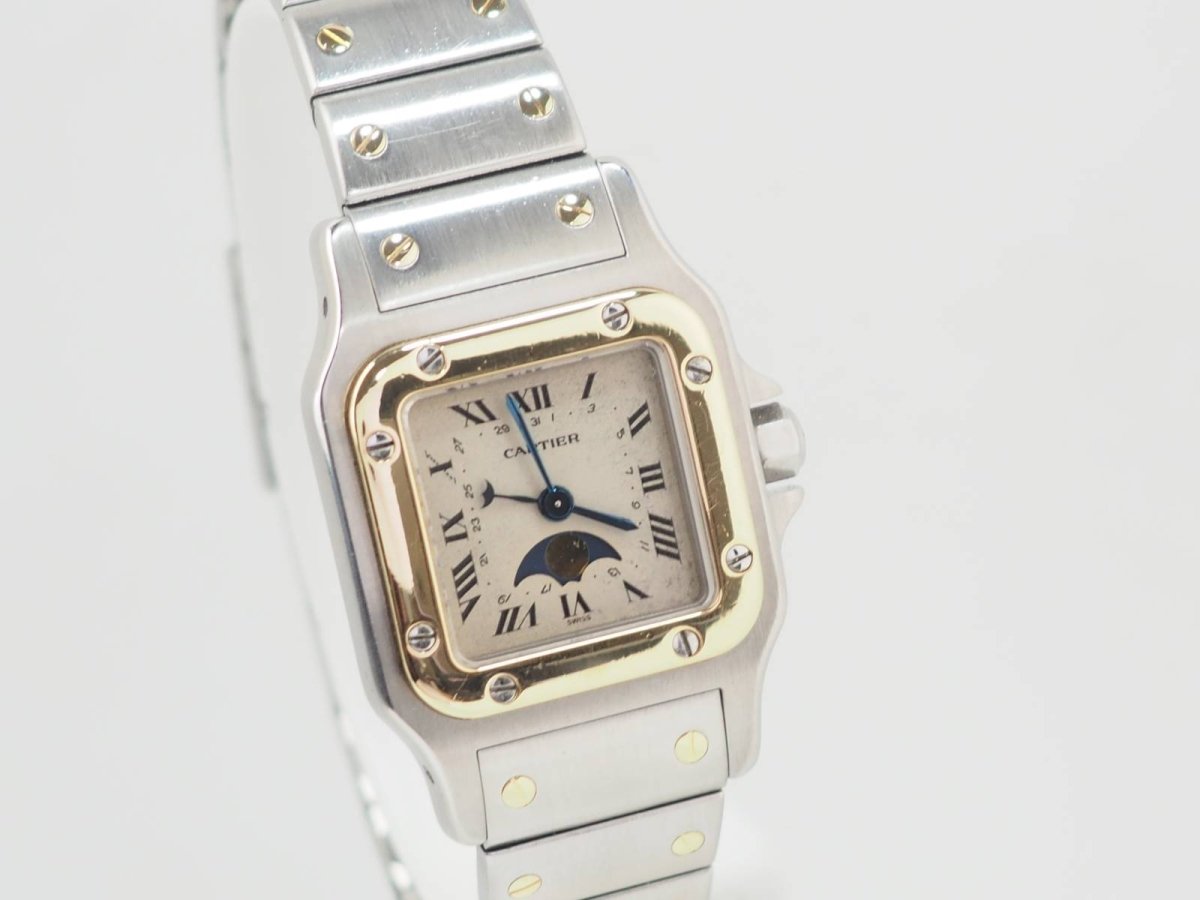 Cartier, Montre Santos Galbée Moonphase 119902 Vintage Or Acier - Maison Eloe