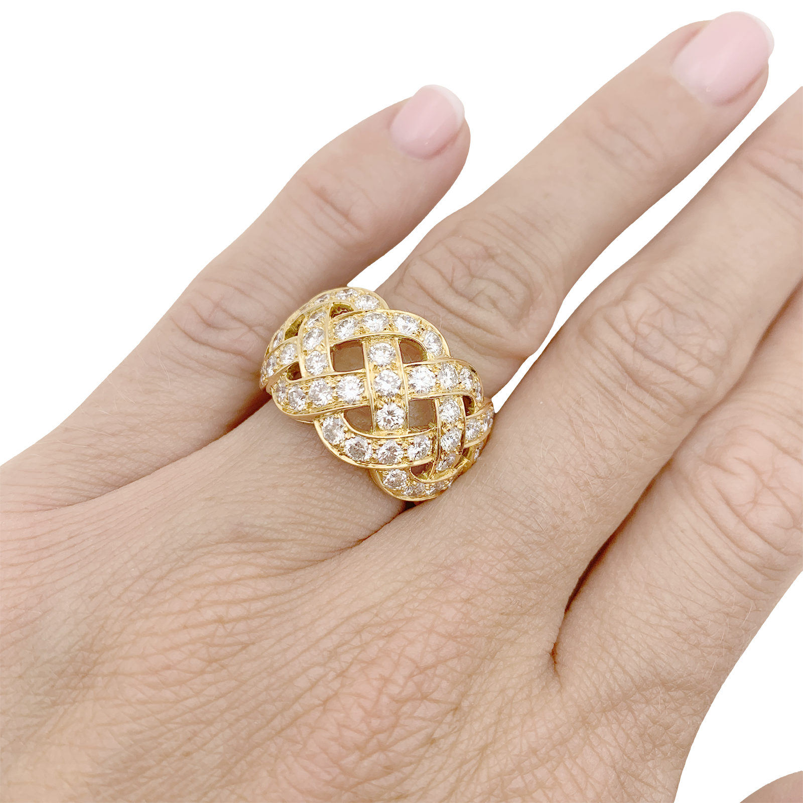 Bague Van Cleef & Arpels, « Tresse », or jaune 750/000, diamants.