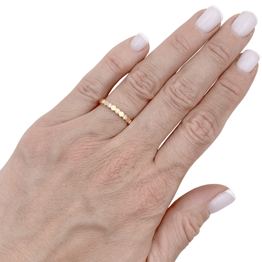 Bague Chaumet, "Bee de Chaumet", or rose, diamants.