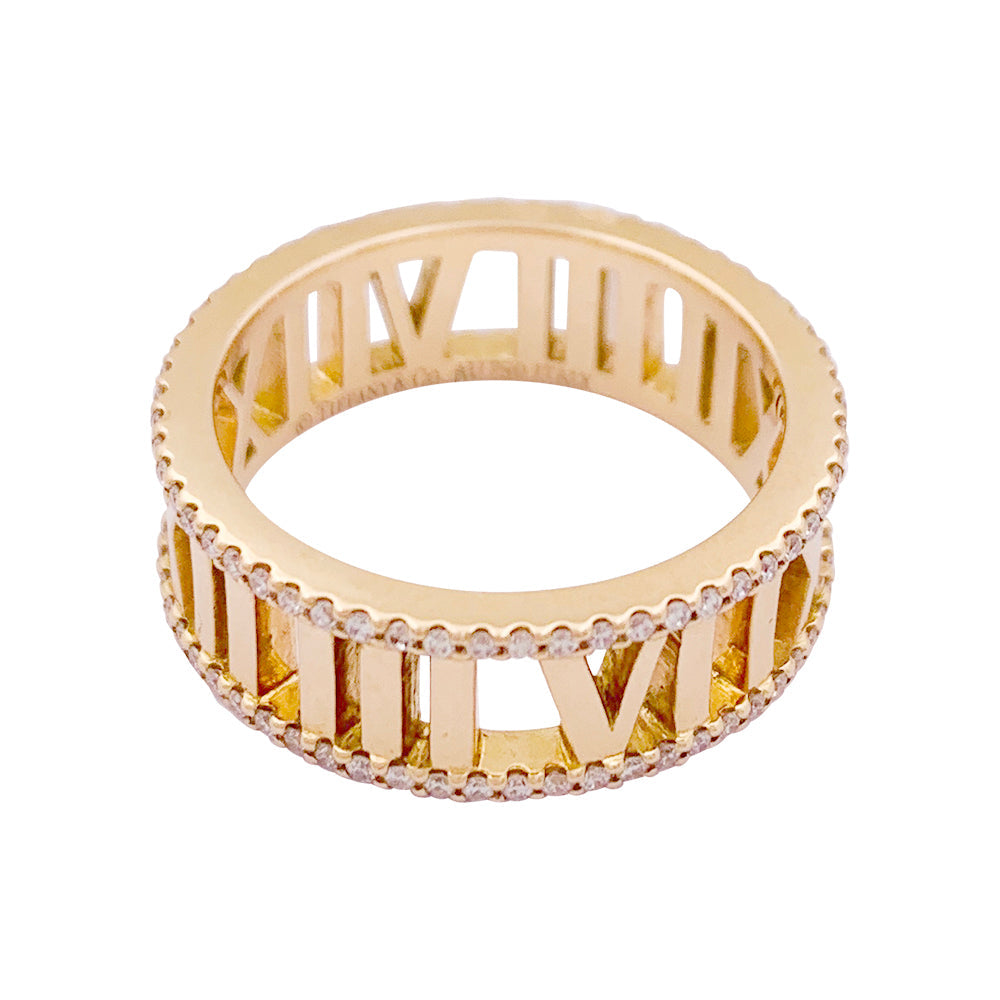 Bague Tiffany & Co. "Atlas" or rose, diamants.