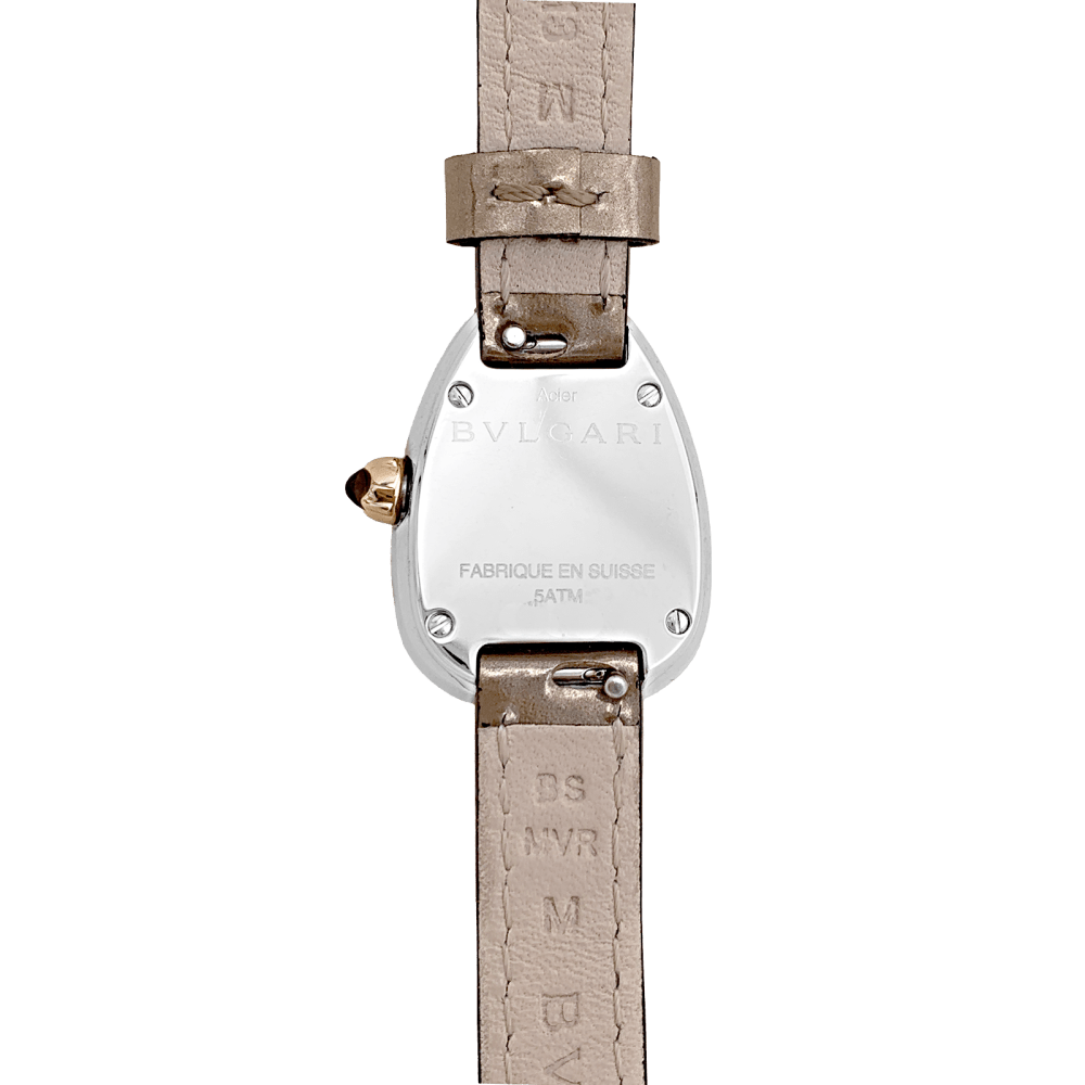 Montre Bulgari, “Serpenti”, en or rose, diamants, acier, cuir.