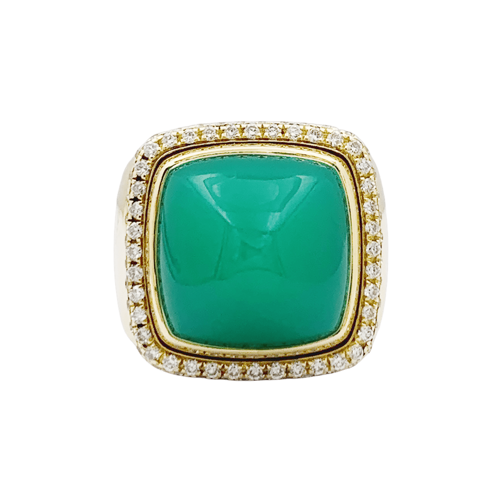 Bague FRED, "PAIN DE SUCRE", or rose 750/000, chrysoprase, diamants.