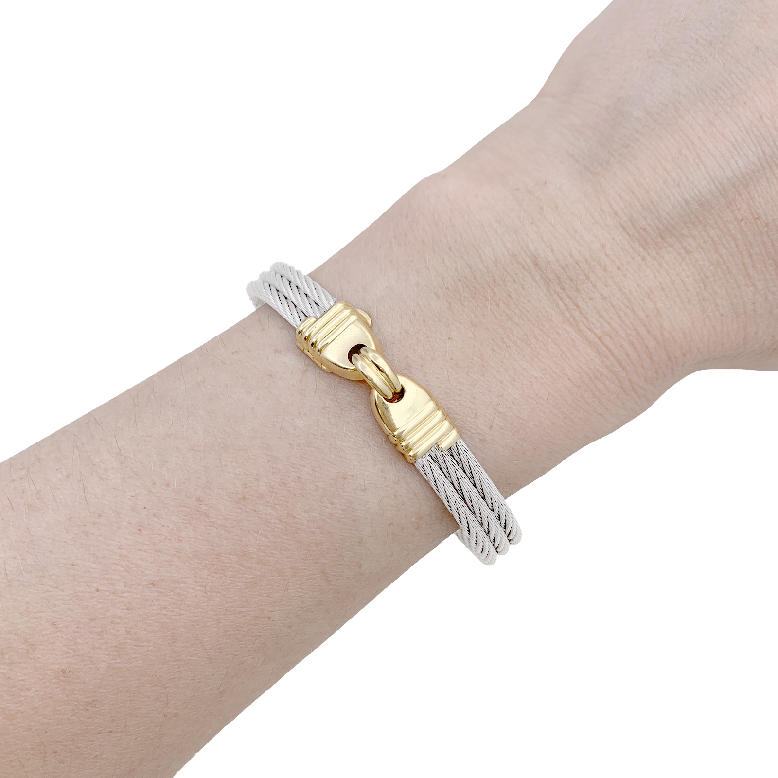 Bracelet vintage Fred, "Force 10", or et acier.