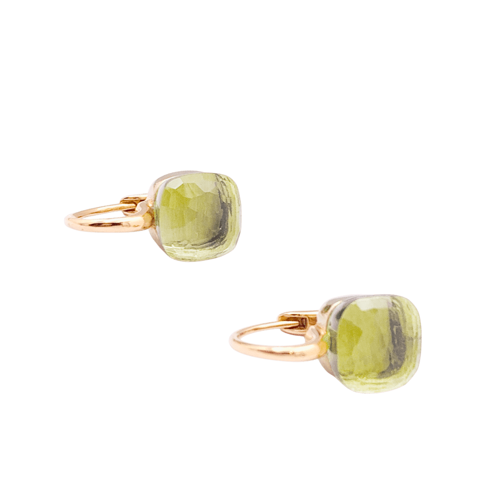 Boucles d'oreilles Pomellato, "Nudo", or rose et blanc et quartz lemon.