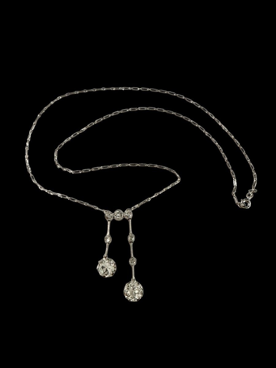 Collier "Négligé" époque Art Déco Platine, Diamants, Or - Maison Eloe