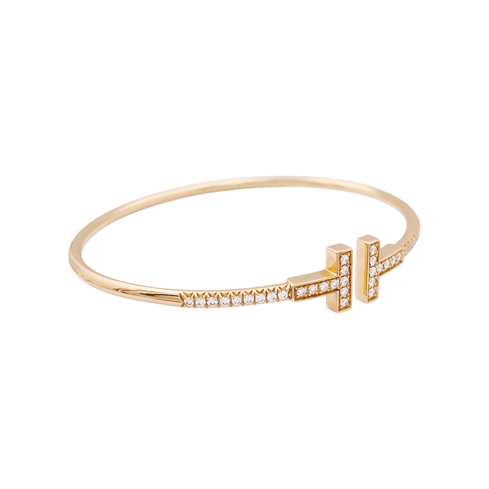 Bracelet Tiffany "Wire Tiffany T" en or rose et diamants.