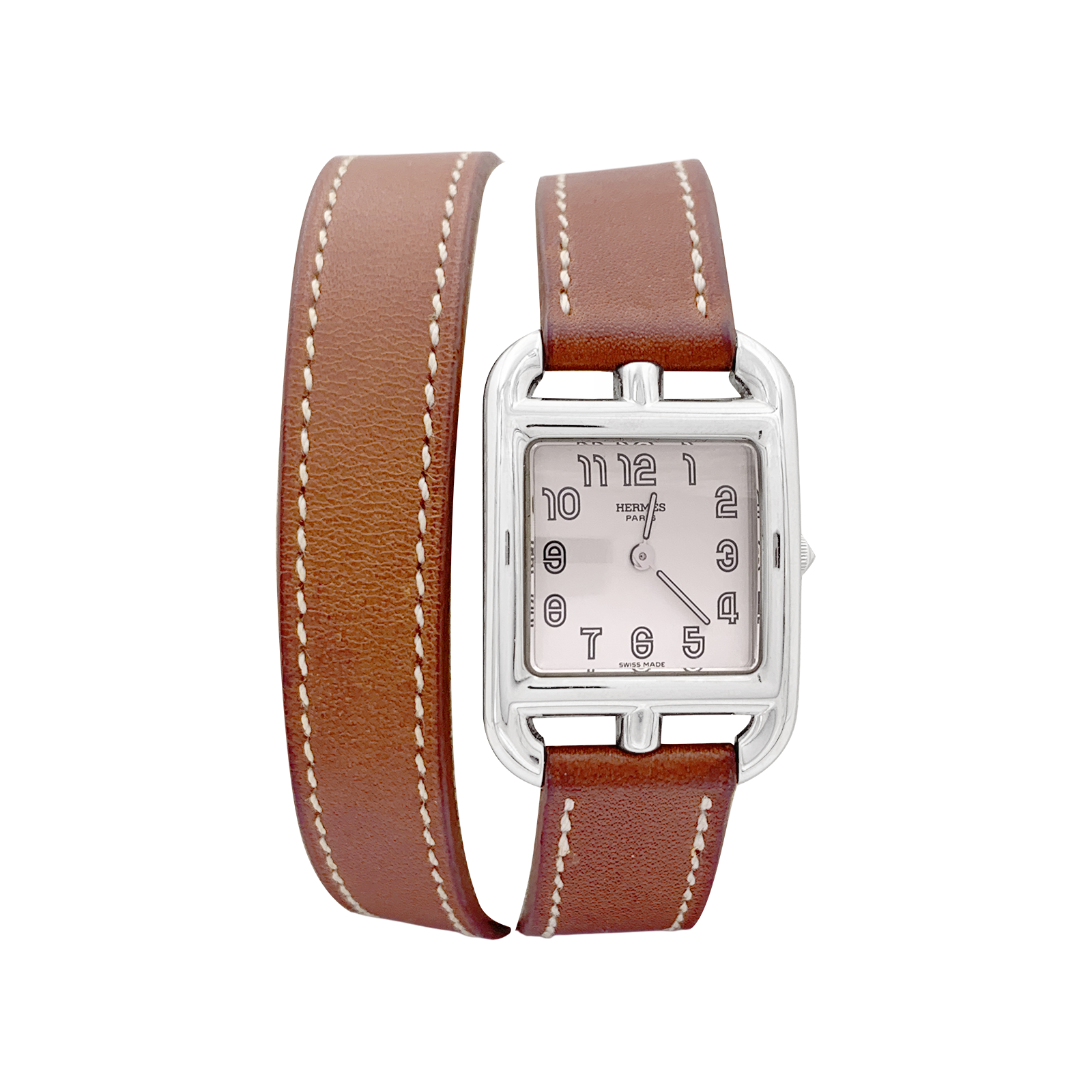 Montre Hermès, "Cape Cod", acier, cuir.