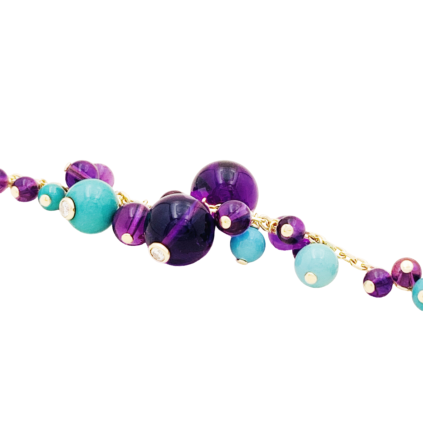 Bracelet CARTIER, modèle "Délices de Goa", or rose, améthyste, turquoises et diamants.