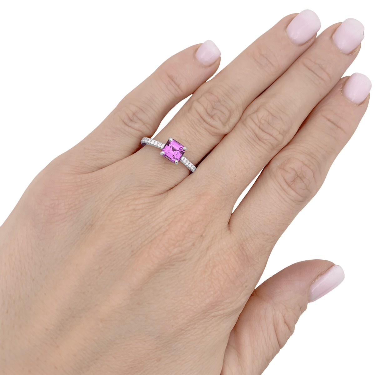 Bague TIFFANY & CO, "Novo" platine, saphir rose et diamants. - Maison Eloe