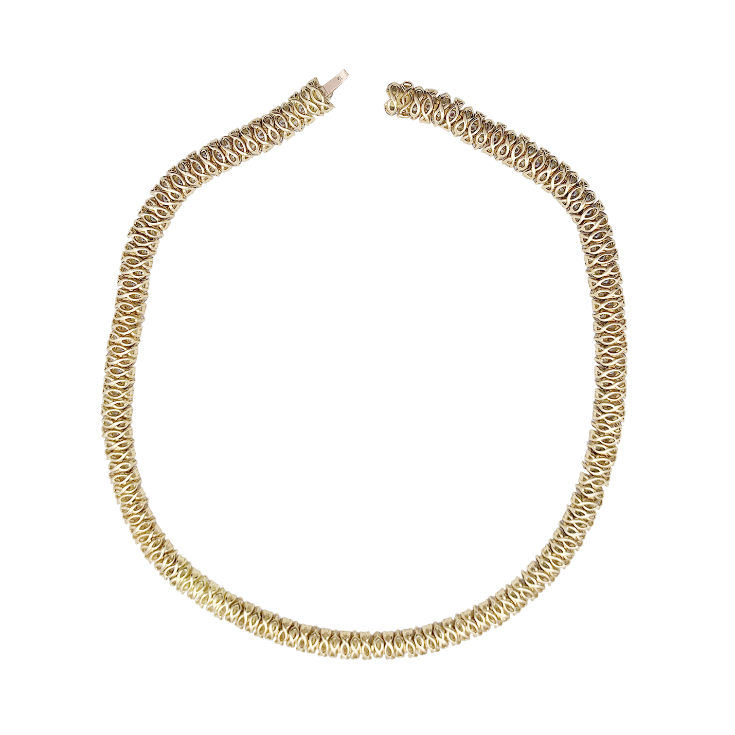 Collier "Rivière" or jaune, diamants.