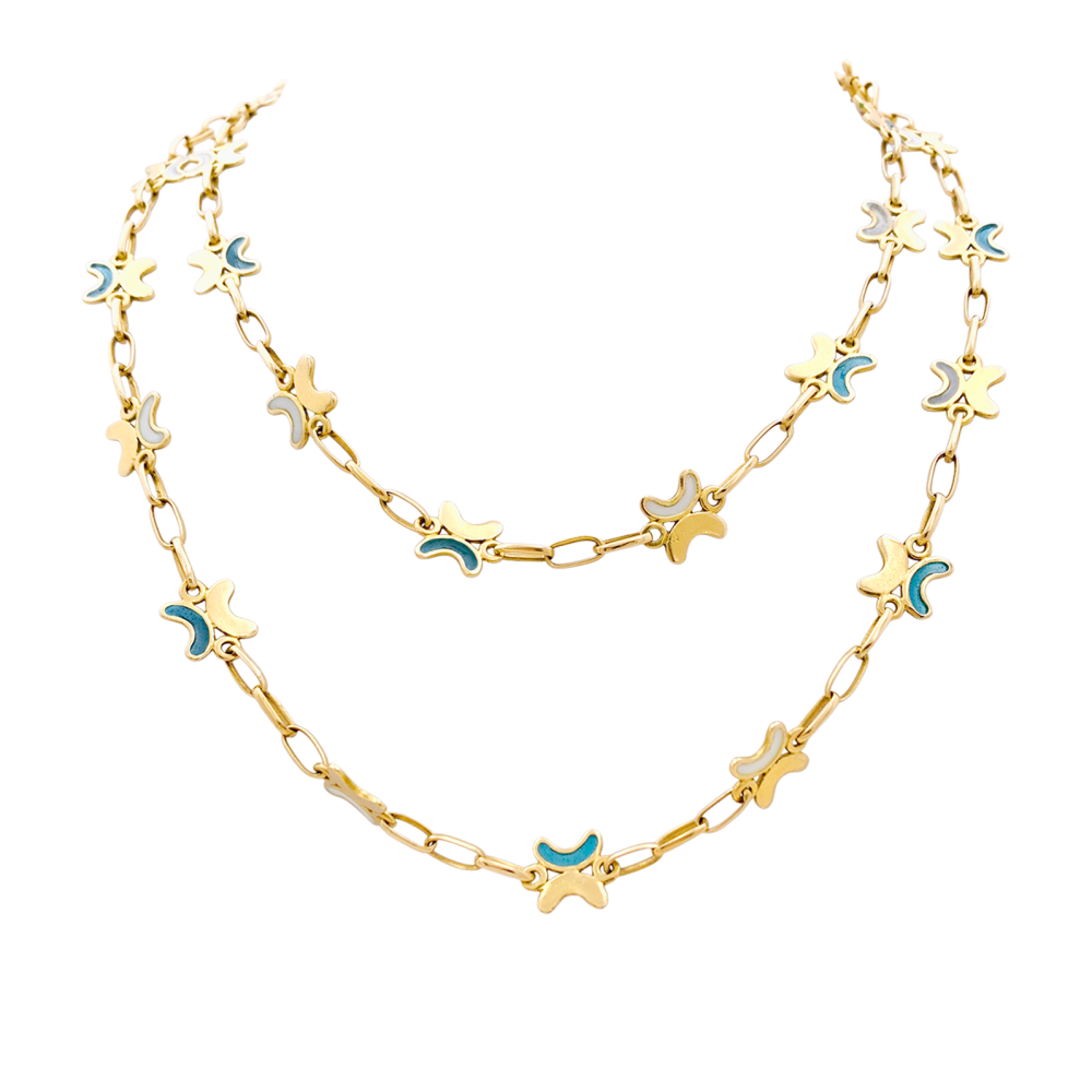 Collier CHAUMET en or jaune et émail « plique-à-jour ».