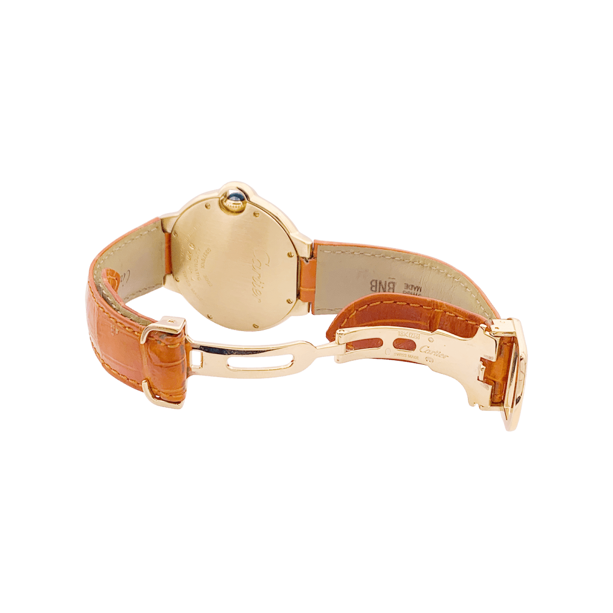 Montre Cartier "Ballon Bleu" or jaune, diamants, cuir. - Maison Eloe