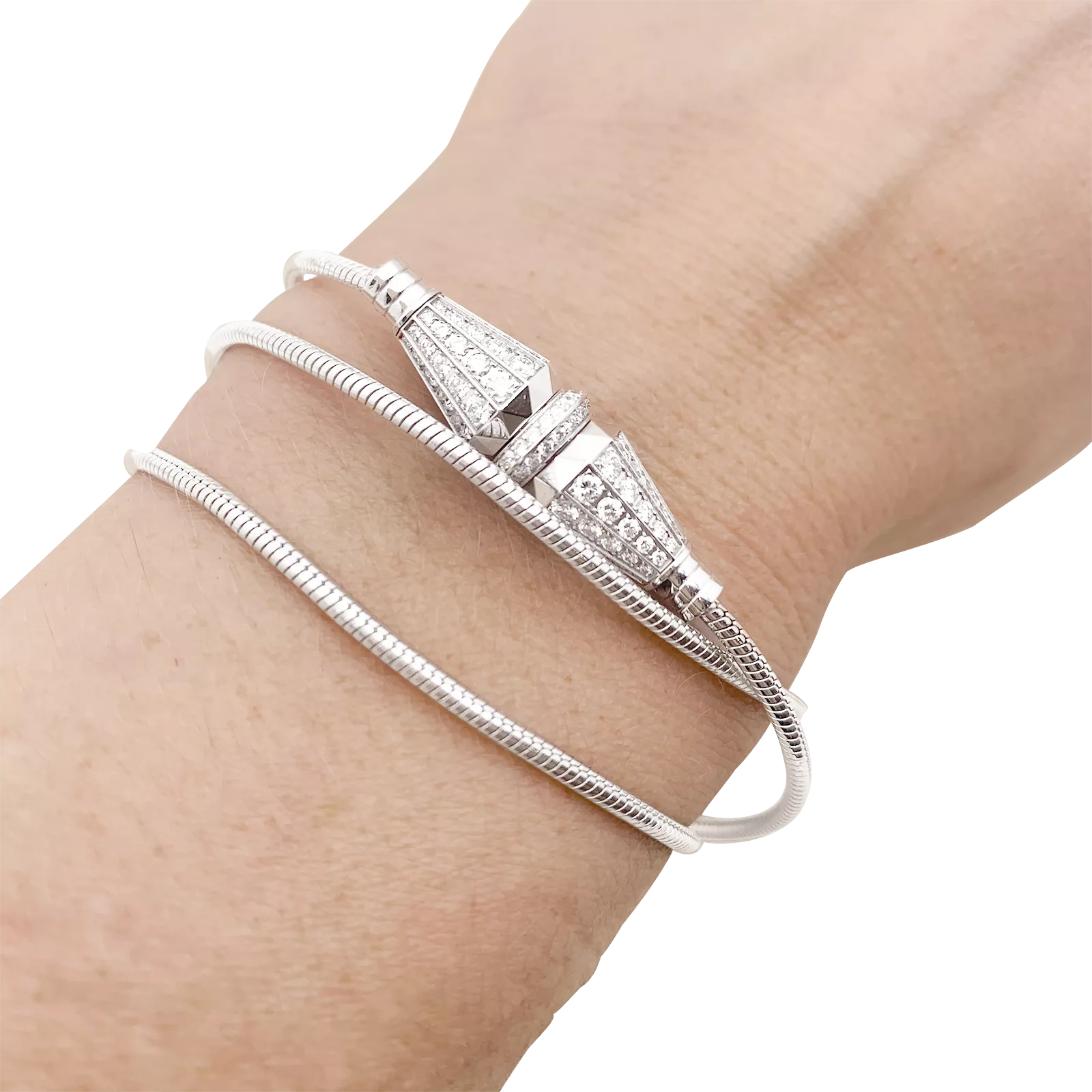 Bracelet Boucheron "Jack de Boucheron" or blanc, diamants.