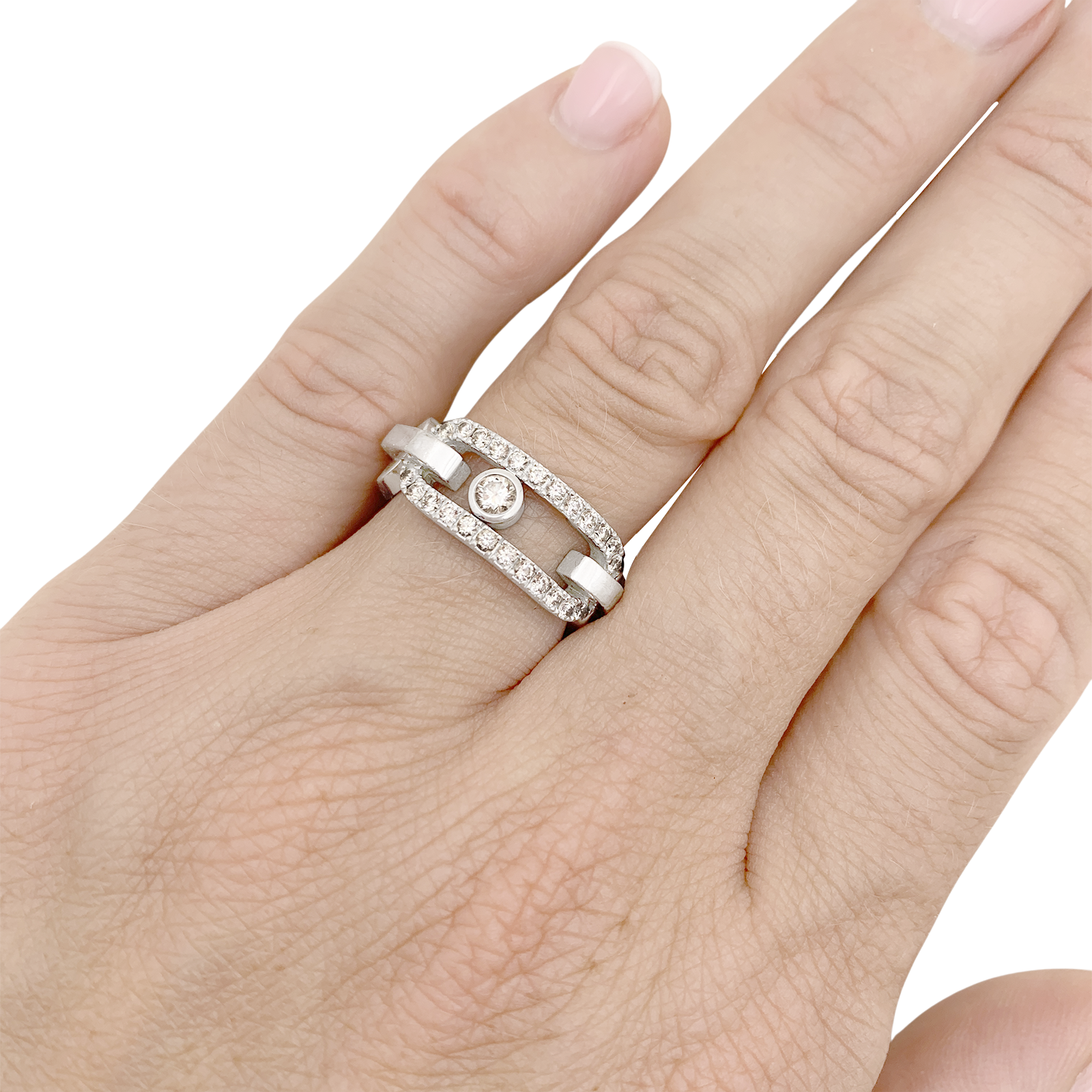 Bague Messika, "Move Link", or blanc, diamants.