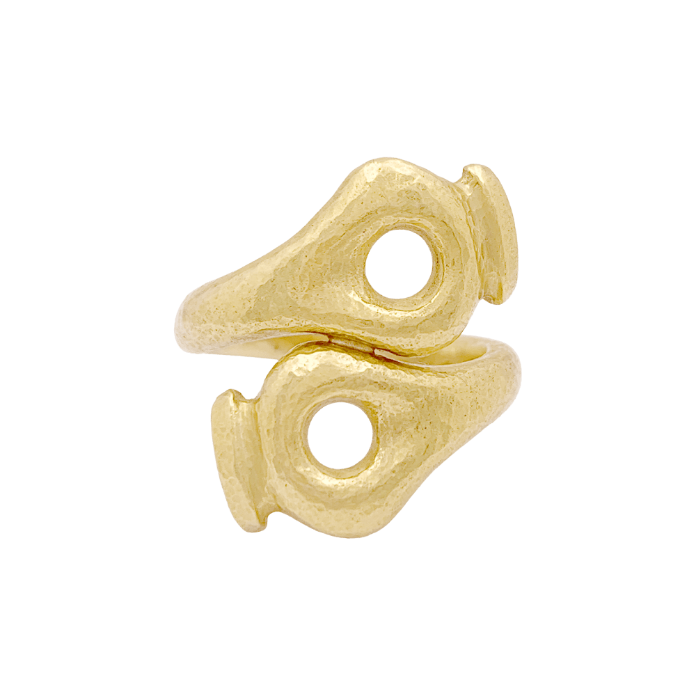 Bague Lalaounis, « Mesopotamia » en or jaune martelée.