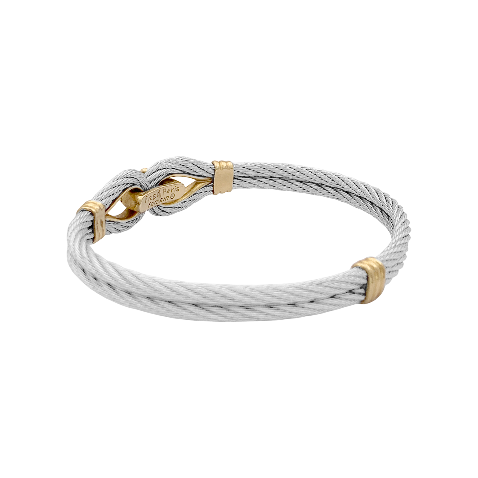 Bracelet vintage Fred, "Force 10", or jaune, acier.