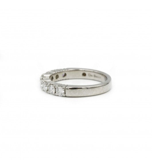 De Beers, White Gold Half Wedding Ring with Diamonds