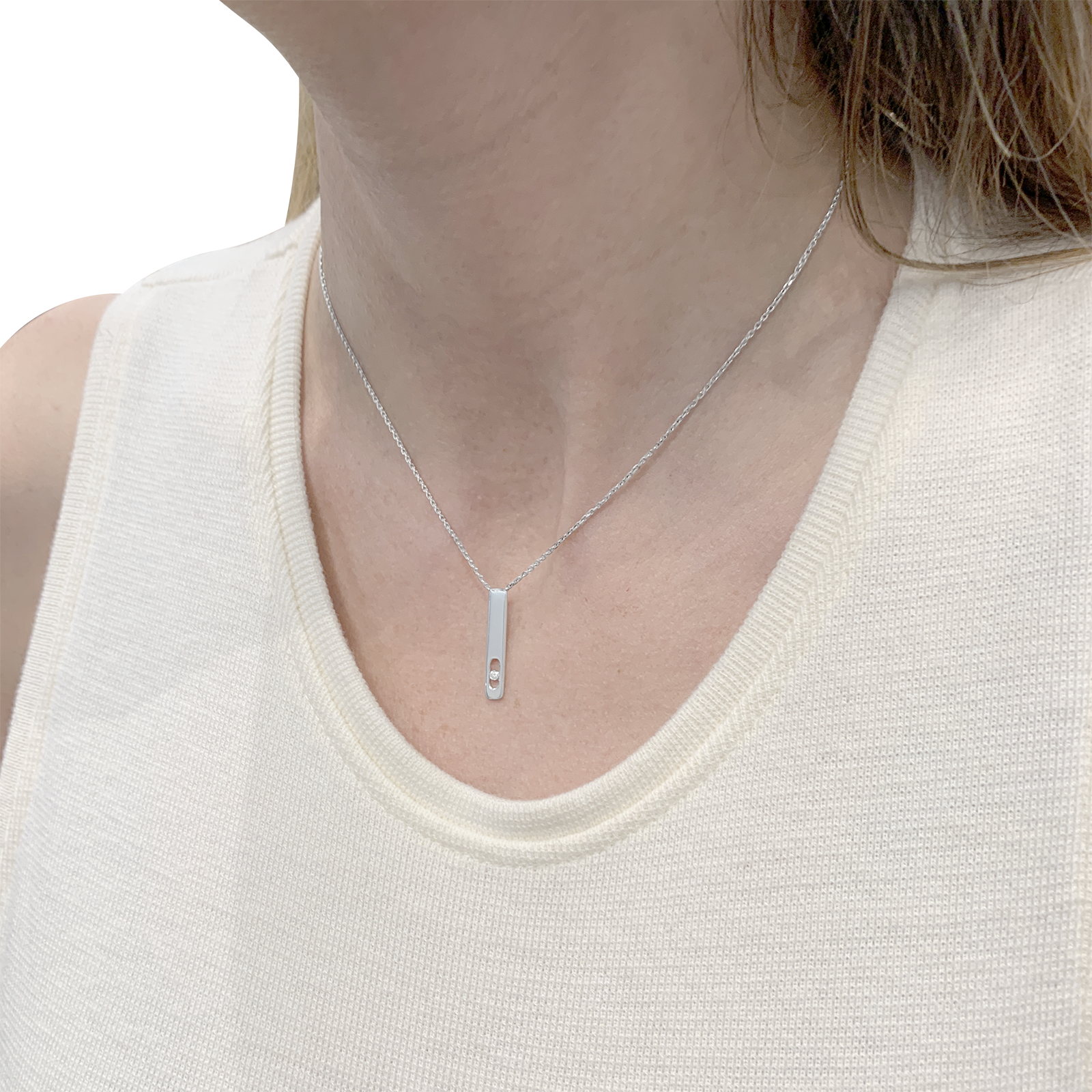 Collier Messika, "My First Diamond", or blanc, diamant.