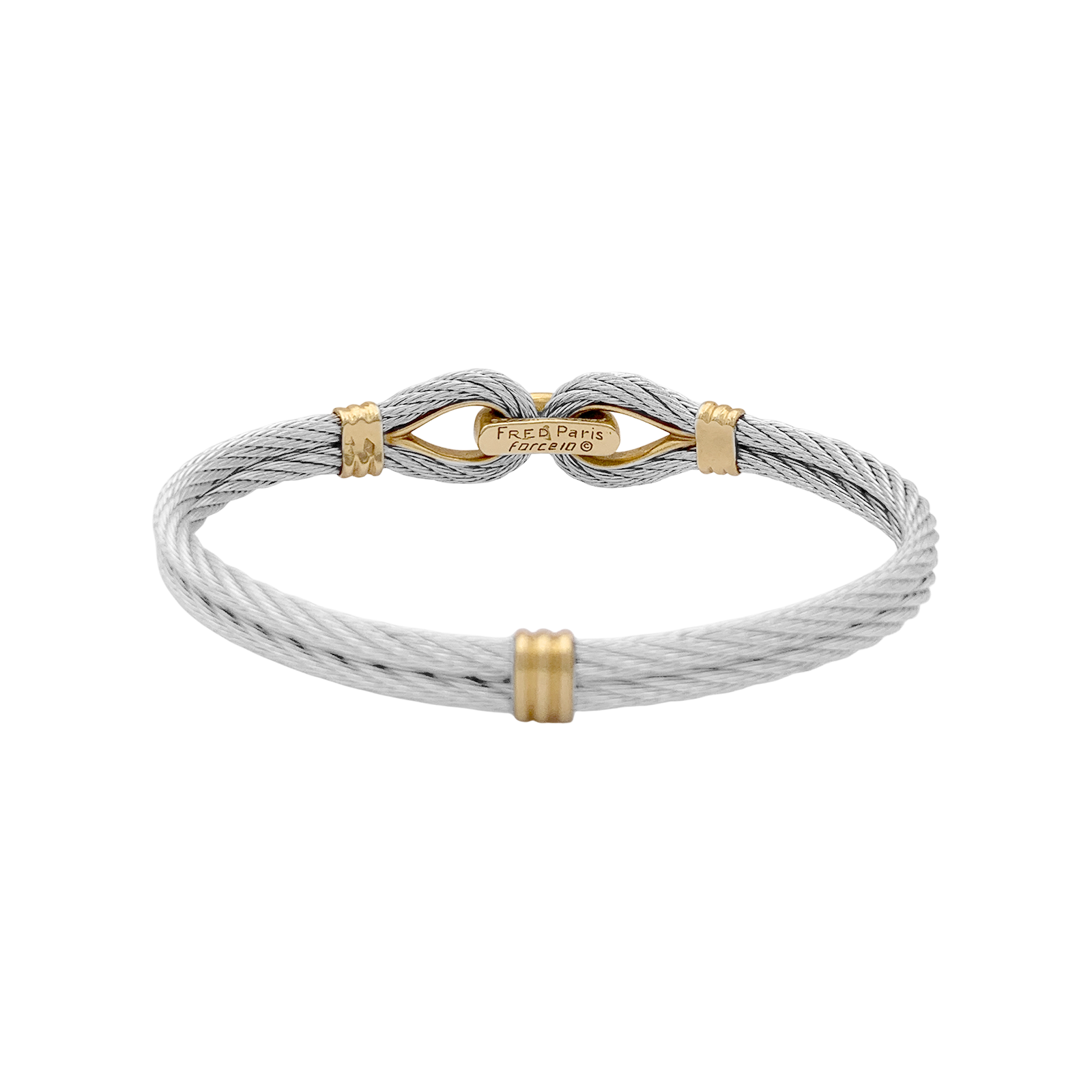 Bracelet vintage Fred, "Force 10", or jaune, acier.