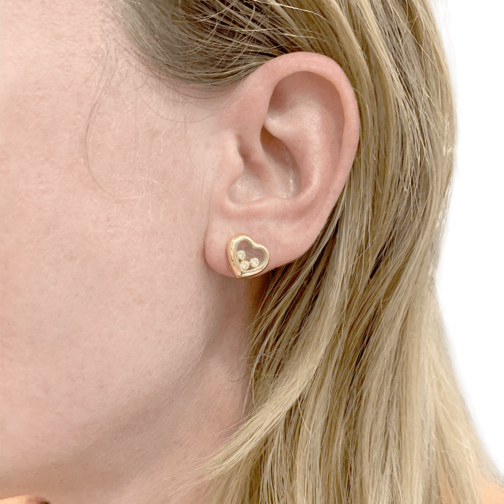 Boucles d'oreilles CHOPARD, "Happy Diamonds", or jaune, diamants.