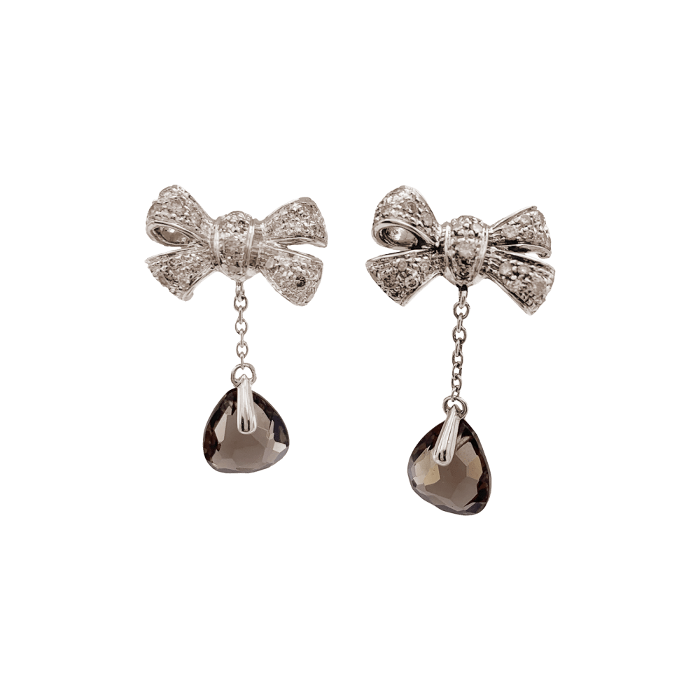 Boucles d'oreilles Pomellato, "Forever", or naturel, diamants, quartz fumé.