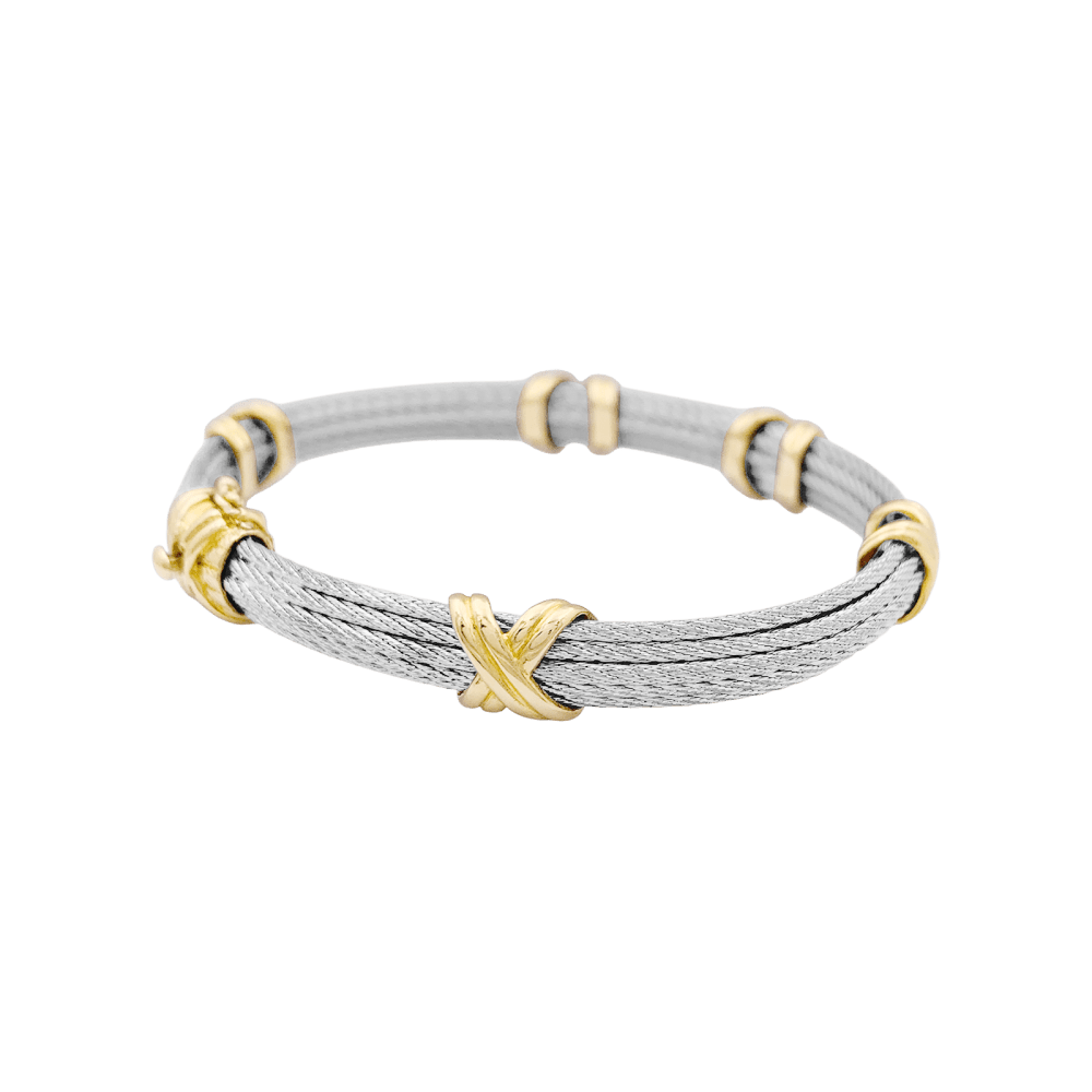 Bracelet FRED vintage, "Force 10", or jaune, acier.