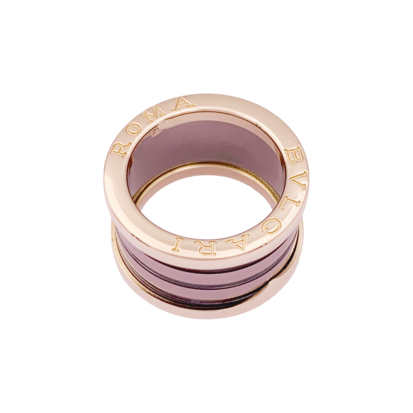 Bague Bulgari, "B.Zero1", or rose, cermet.