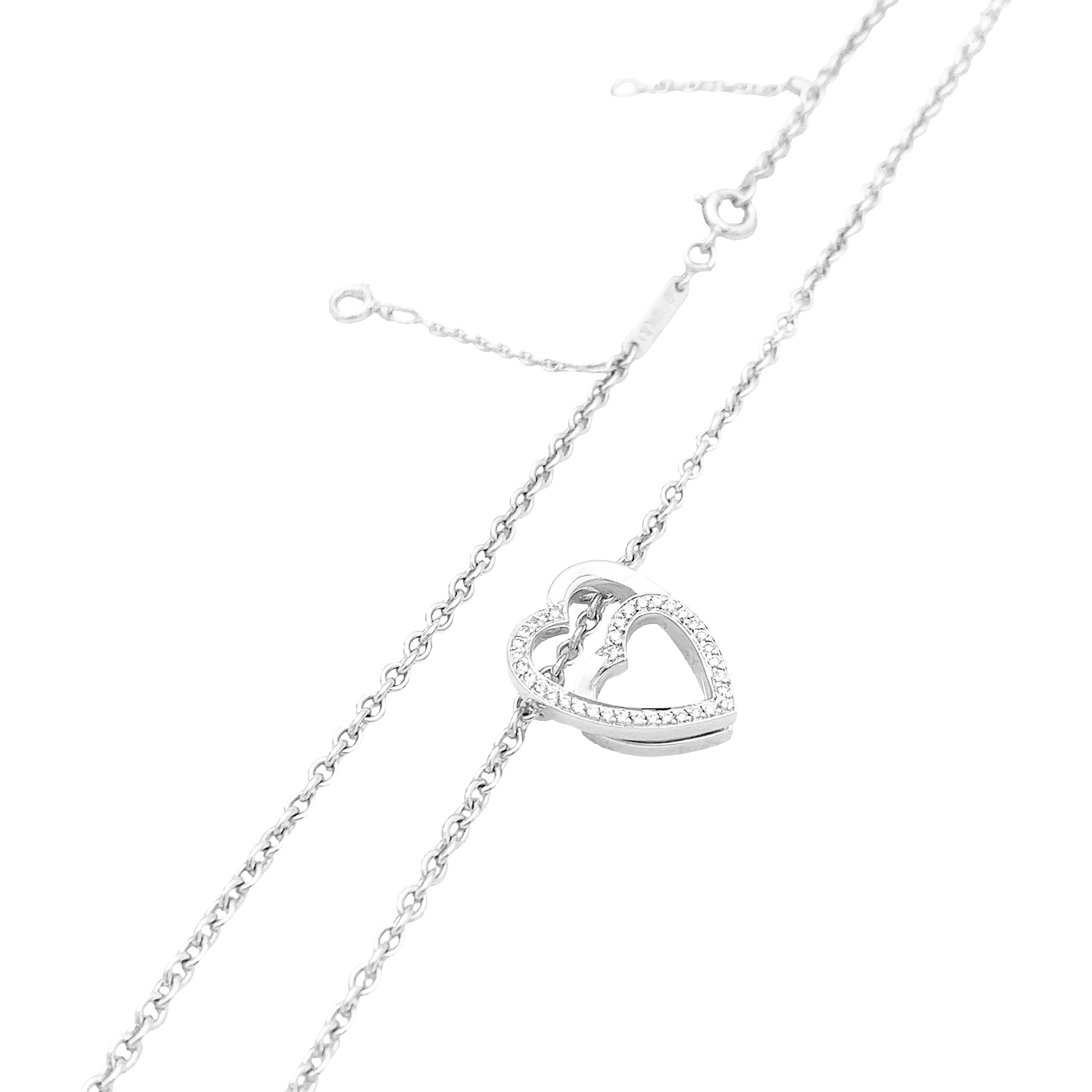Collier Cartier, "Coeurs", or blanc, diamants.