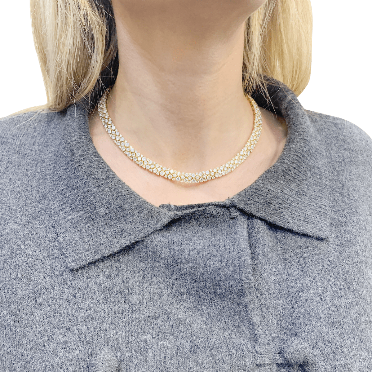 Collier "Rivière" or jaune, diamants. - Maison Eloe