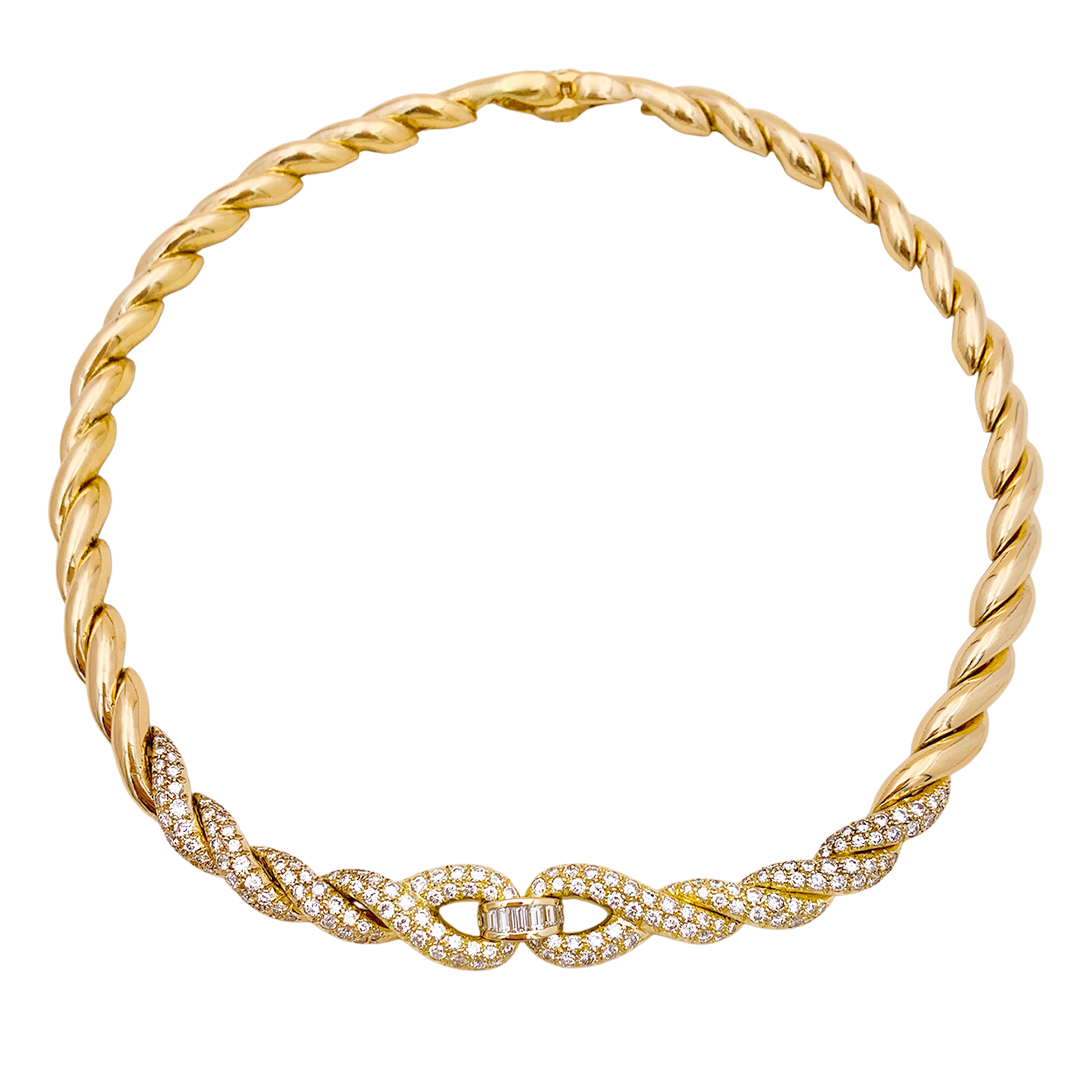 Collier vintage Fred, or jaune et diamants.