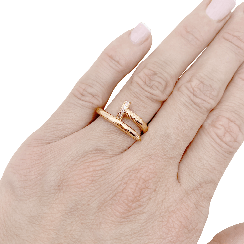 Bague Cartier, "Juste un Clou", or rose, diamants.