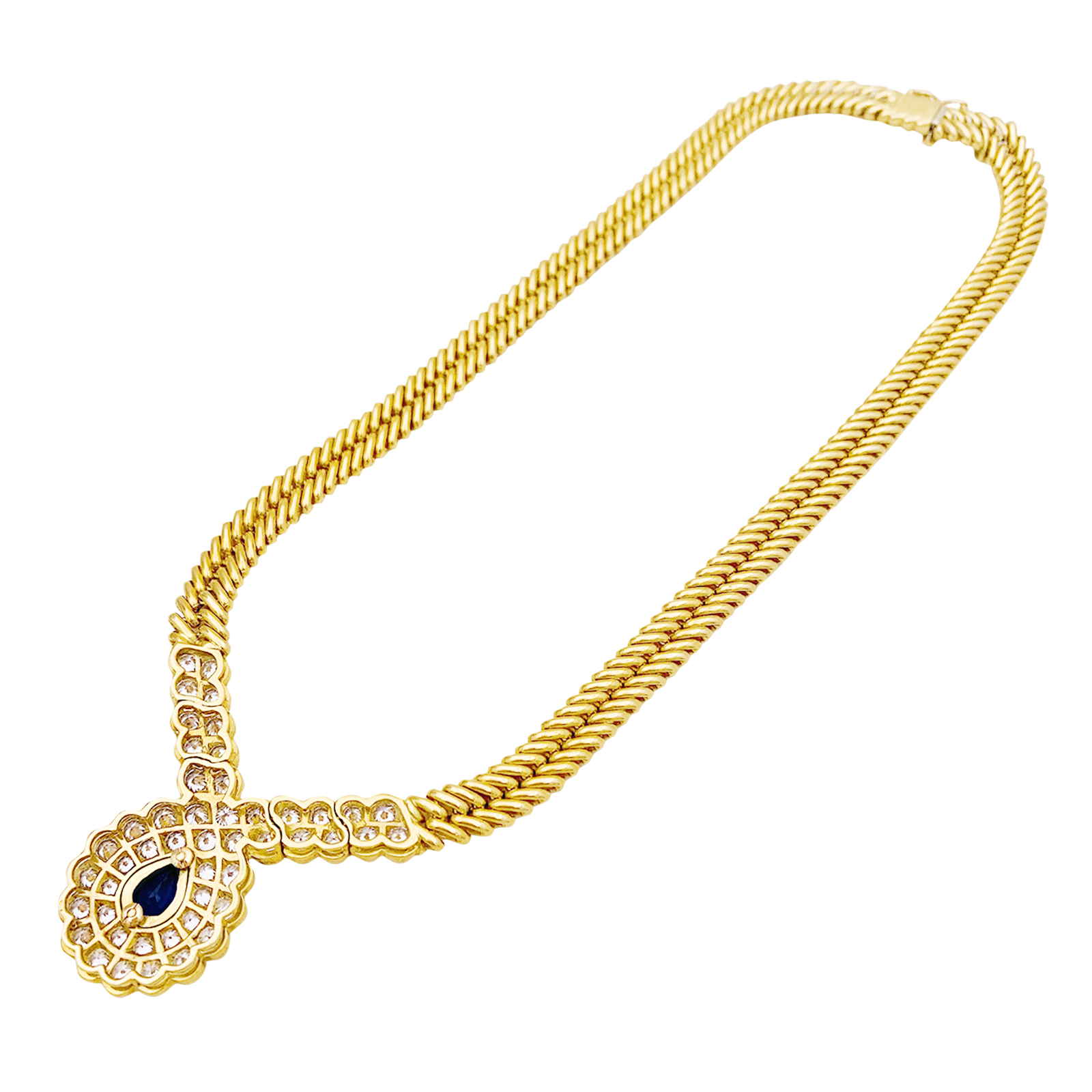 Collier Van Cleef & Arpels, or jaune, saphir, diamants.