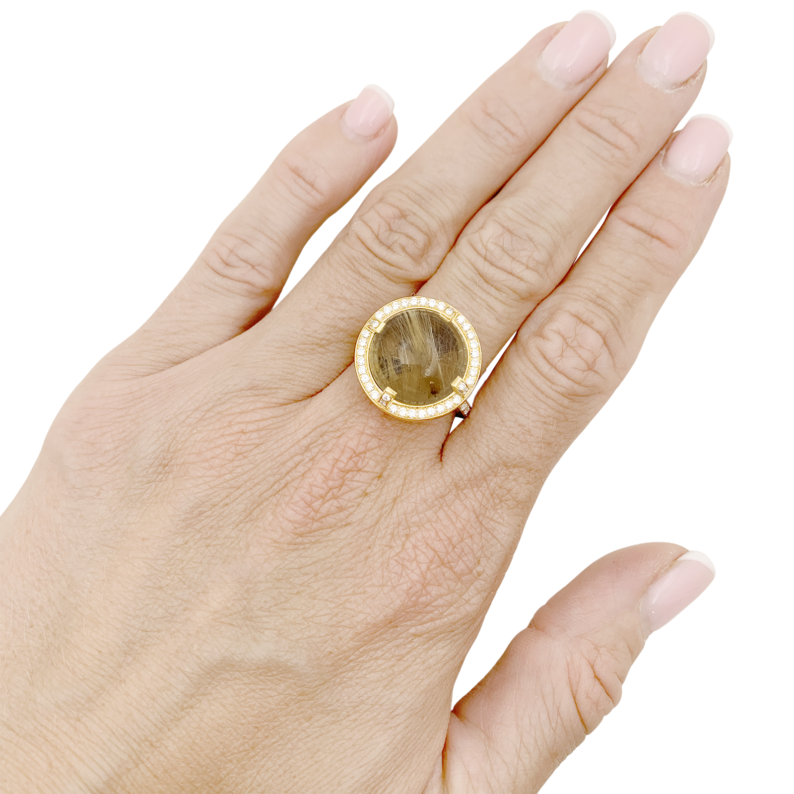 Bague CHAUMET, "Attrape Moi Si Tu M’aimes", "Galet", or jaune, diamants, quartz rutile.